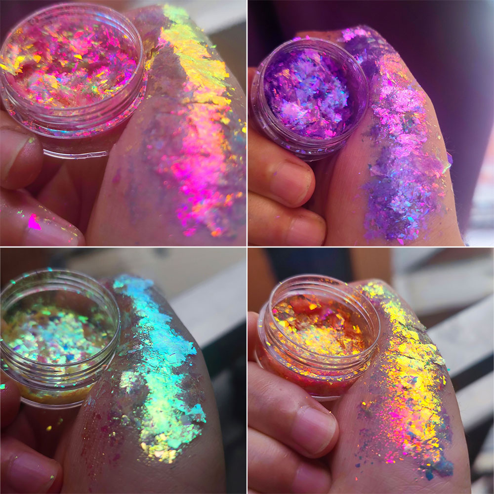 Nail Glitter Chrome - Sparkly Chameleon Nail Opal Flakes Magic