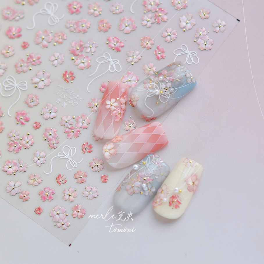 Nail Art Pink Soft - Cherry Blossom Pink Flower Sakura Spring