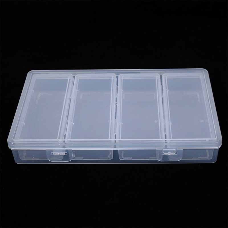 Nail Art Extension - 4 Grid Independent Storage Box Transparent