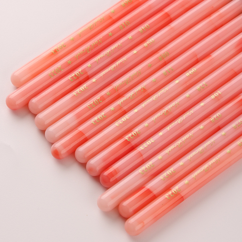 12Pcs Pink Inlaid Jade Handle  - Nail Art Pink Soft review and price