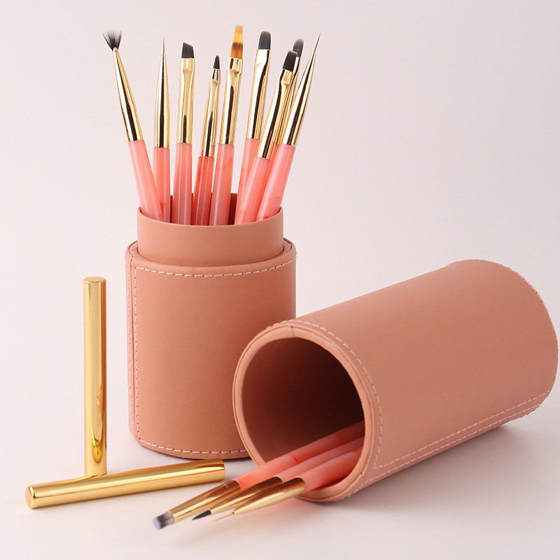 12Pcs Pink Inlaid Jade Handle  - Nail Art Pink Soft review and price