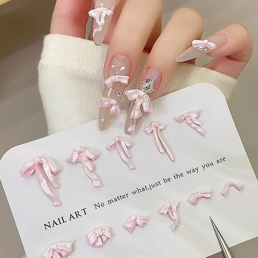 50pcs Pink 3D Soft Carving Bow - Nail Art Pink Soft review and price