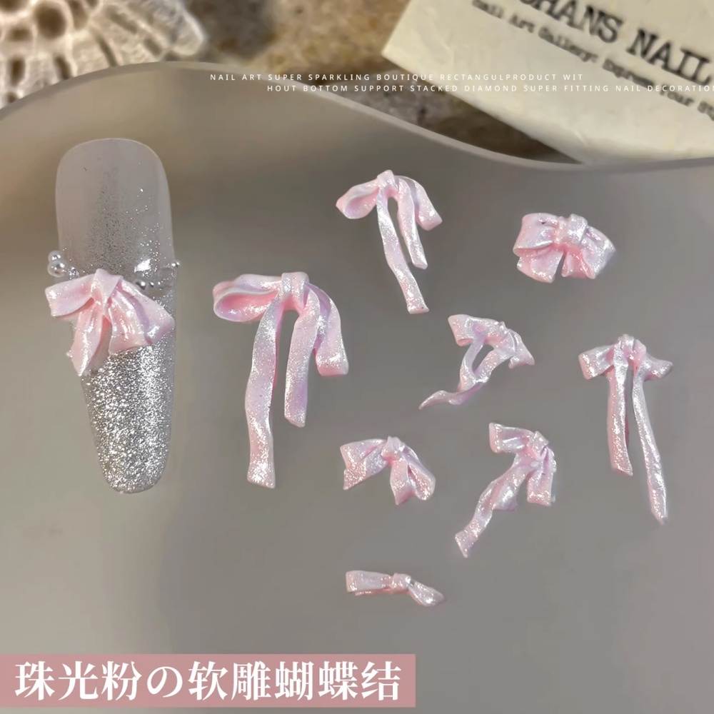 50pcs Pink 3D Soft Carving Bow - Nail Art Pink Soft review and price