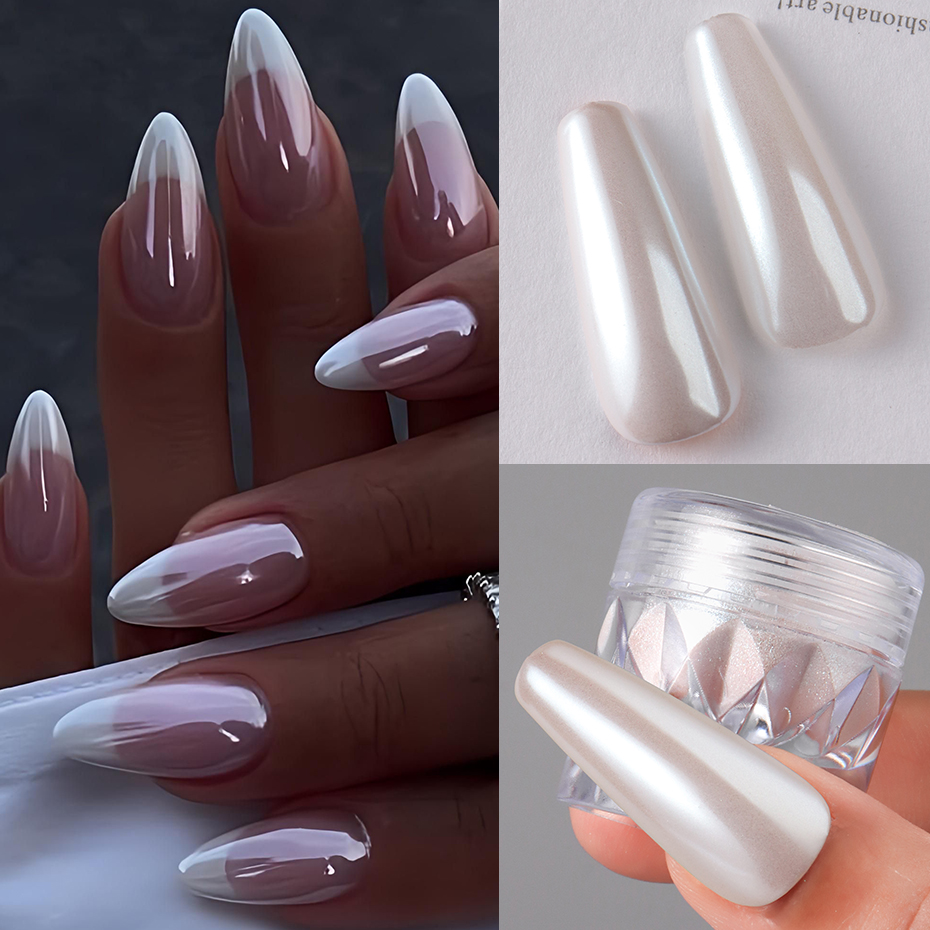 1 Box White Chrome Pearl Nail  - Nail Glitter Chrome review and price