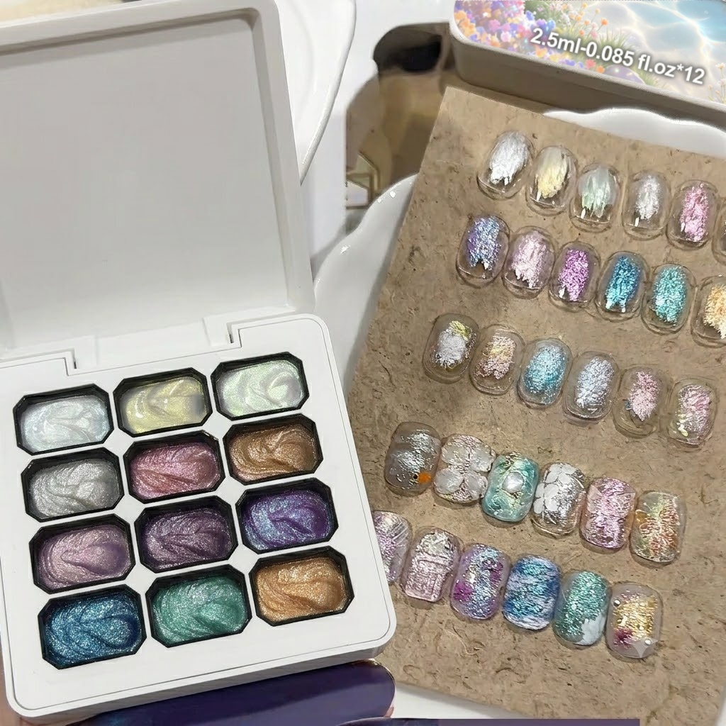 12 Colors Aurora Solid Nail Ge - Nail Glitter Chrome review and price