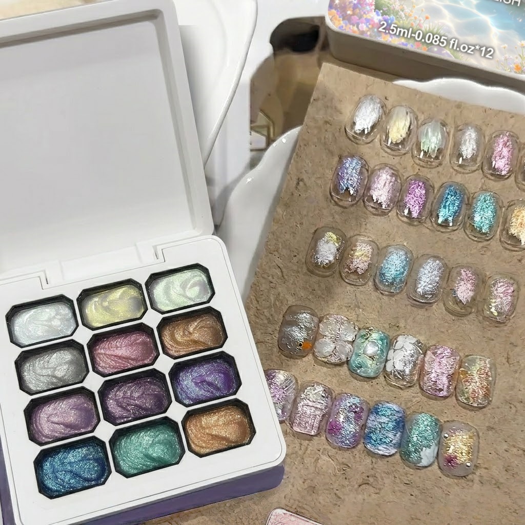 12 Colors Aurora Solid Nail Ge - Nail Glitter Chrome review and price