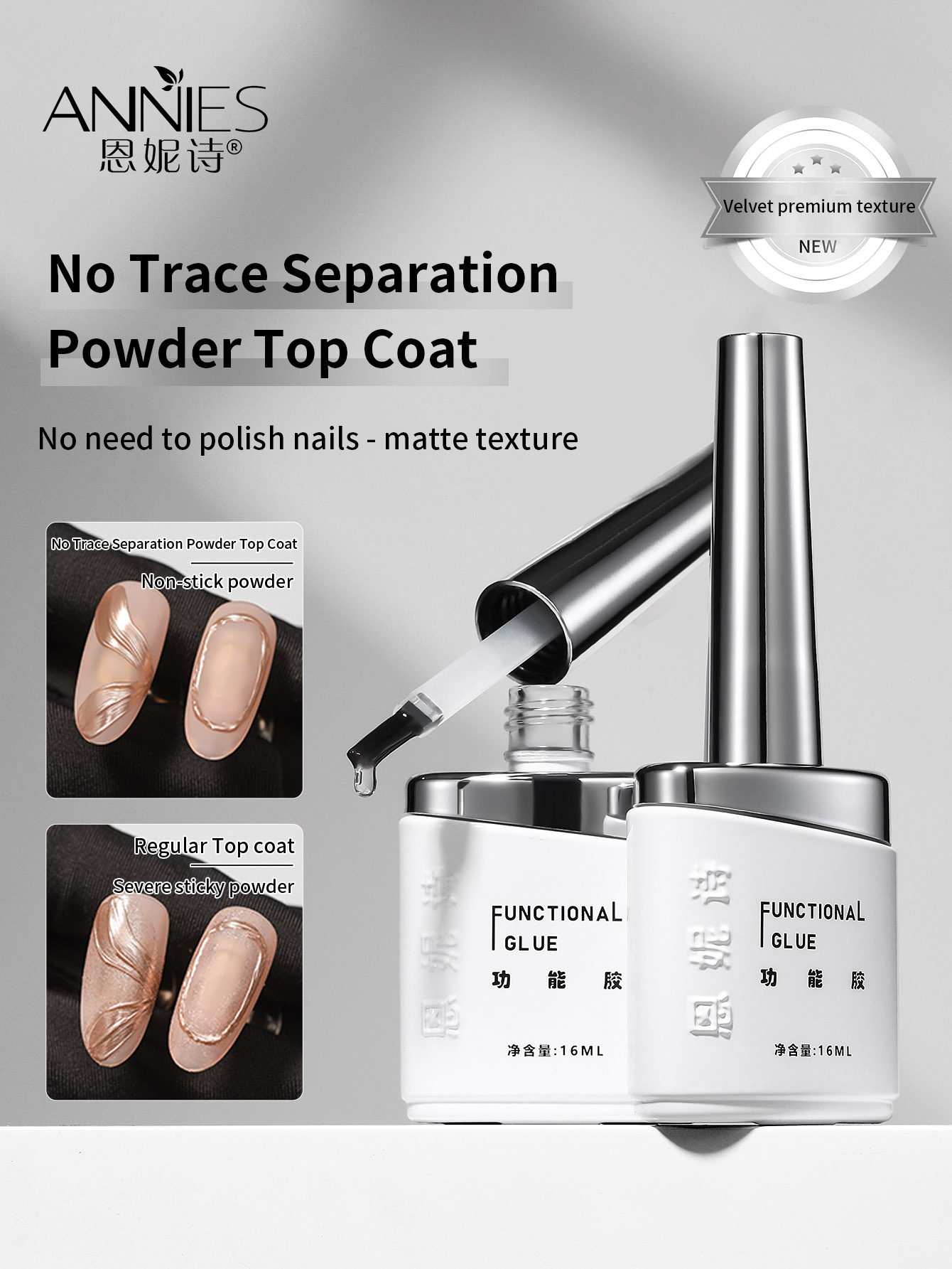 16ml 2-in-1 Matte Gel Top Coat - Nail Glitter Chrome review and price