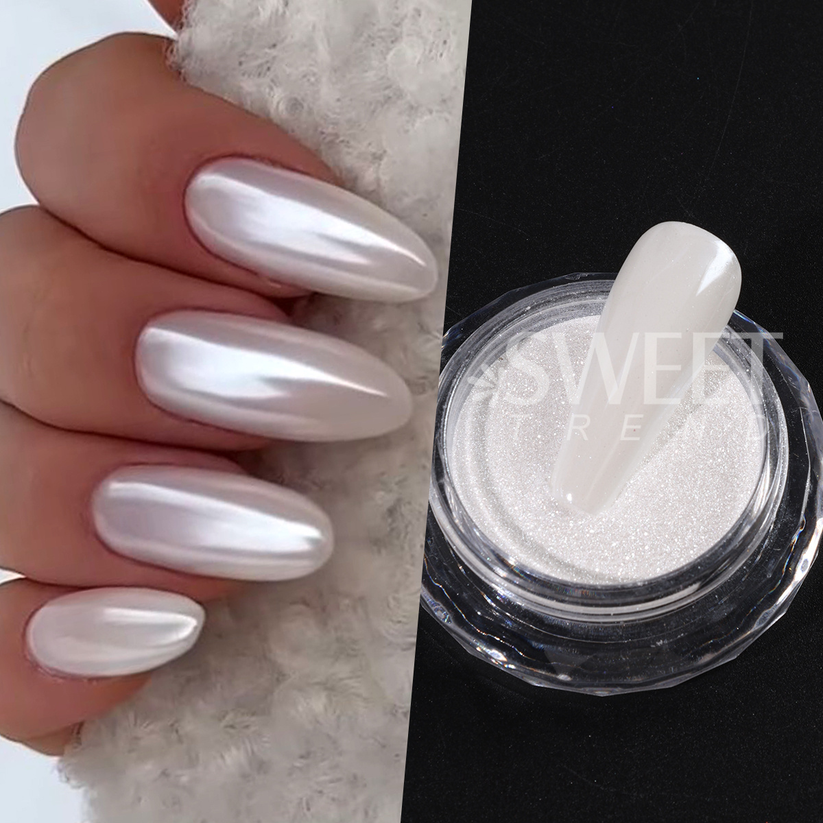 Water Glossy White Nail Chrome - Nail Glitter Chrome review and price